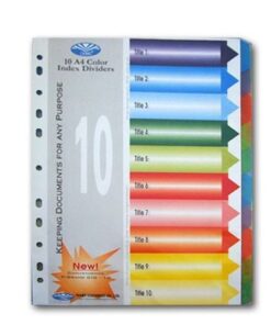 Xấp bìa phân trang 10 màu bằng nhựa