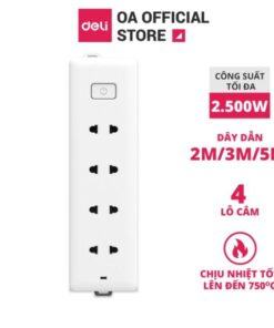 Ổ cắm điện 4 lỗ Deli mẫu mã đẹp