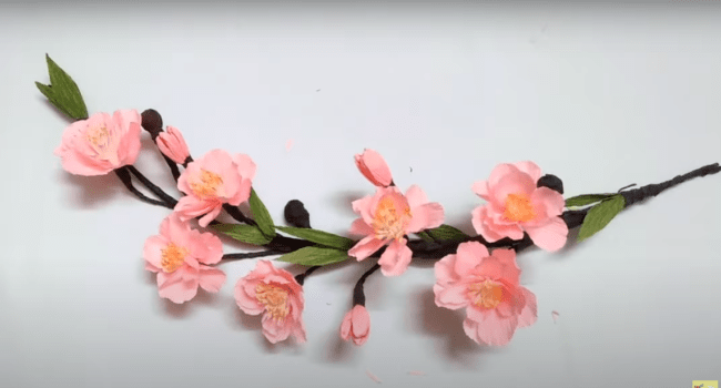 cách làm hoa đào bằng giấy đơn giản